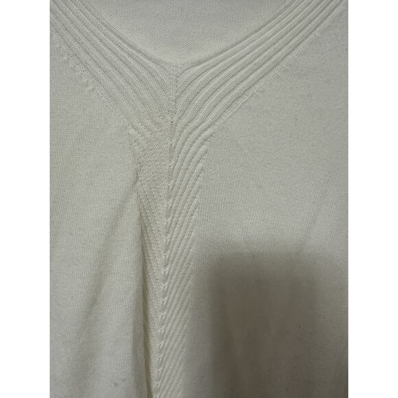 TALBOT’s Women’s Ivory V-neck 3/4 Sleeve Cotton Pullover Sweater Small Petite - Picture 3 of 6
